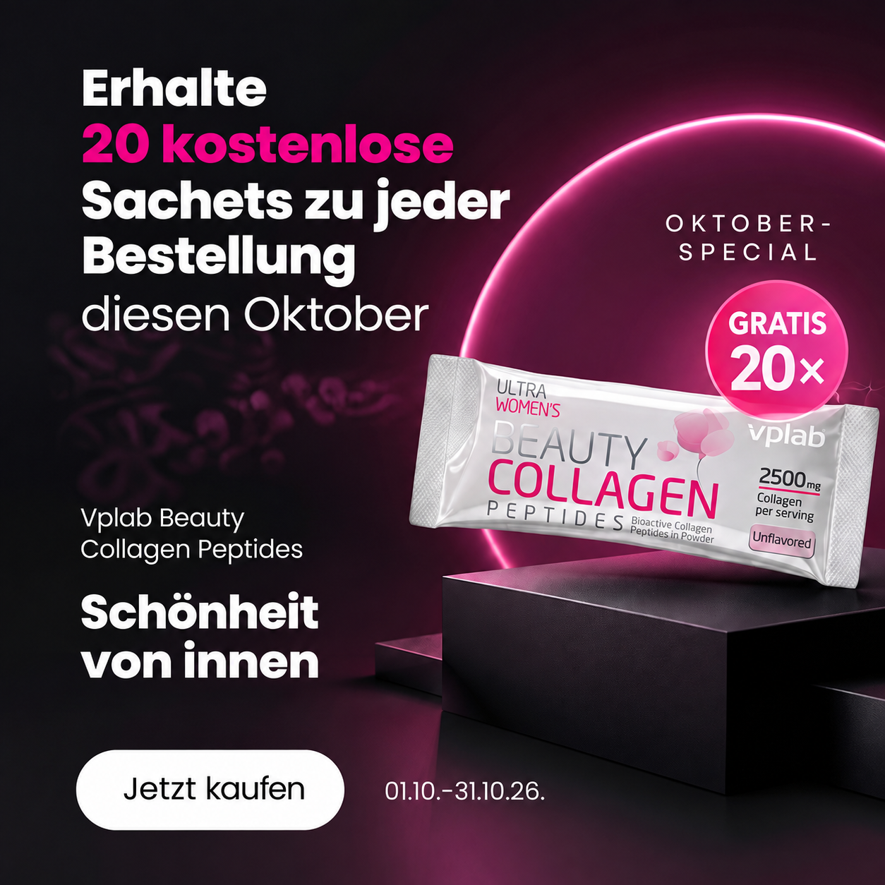 20 Gratis-Sticks Beauty Collagen zu jeder Bestellung im Oktober