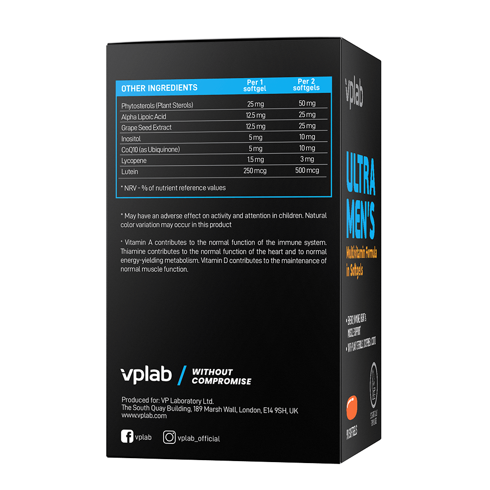 Vplab Nutrition | Ultra Men's Sport Multivitamin Formula | 90 Softgels